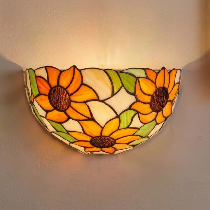 Brilagi - SUNFLOWER Tiffany stained-glass wall lamp 1xE14/40W/230V