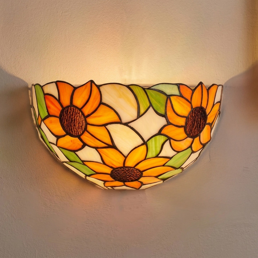 Brilagi - SUNFLOWER Tiffany stained-glass wall lamp 1xE14/40W/230V