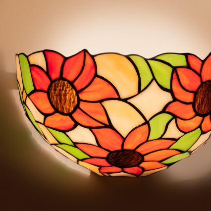 Brilagi - SUNFLOWER Tiffany stained-glass wall lamp 1xE14/40W/230V