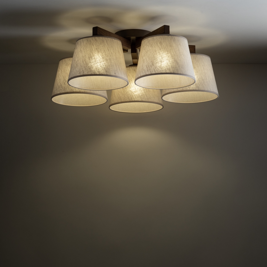 Brilagi - Surface-mounted ceiling light LATTE 5xE27/15W/230V pine/cream