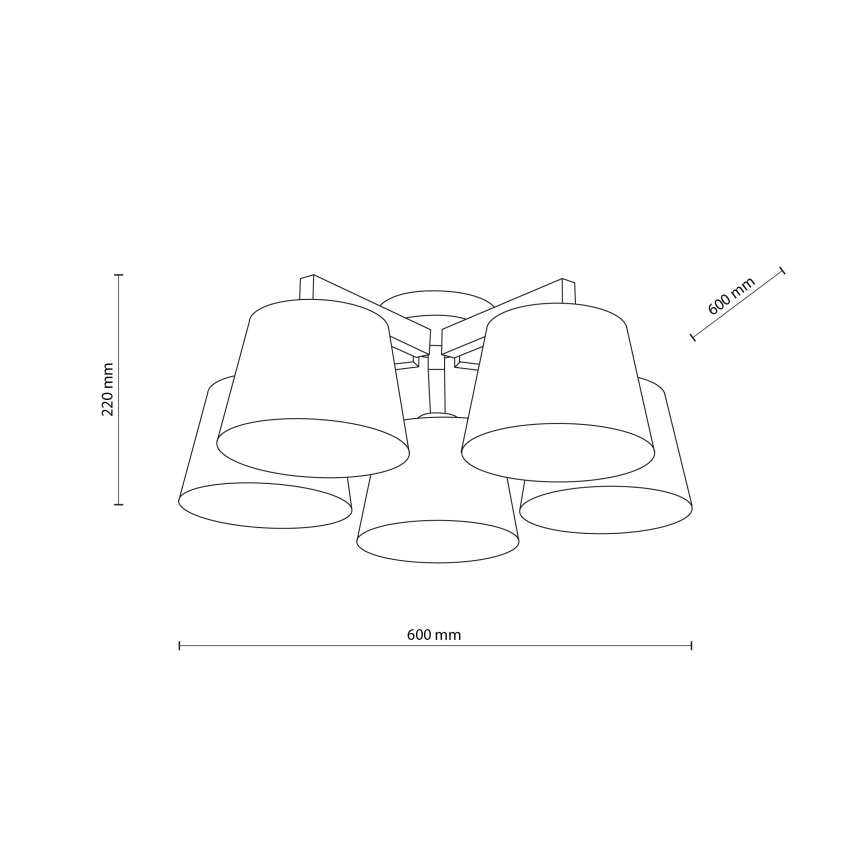 Brilagi - Surface-mounted ceiling light LATTE 5xE27/15W/230V pine/cream