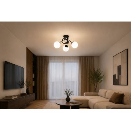 BRILAGI - Surface-mounted ceiling light MILO 3xE27/60W/230V Black