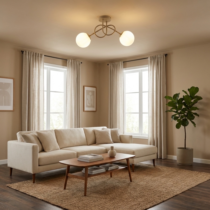 Brilagi - Surface-mounted chandelier 2xE27/60W/230V beige/gold