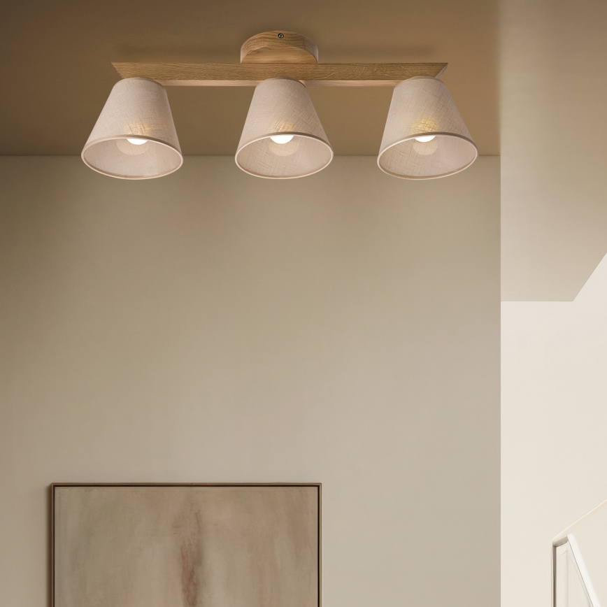 Brilagi - Surface-mounted chandelier ANTHONY 3xE14/40W/230V oak/beige