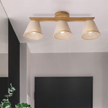 Brilagi - Surface-mounted chandelier ANTHONY 3xE14/40W/230V oak/beige