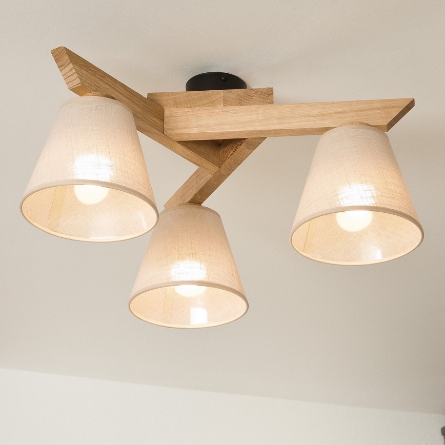 Brilagi - Surface-mounted chandelier ANTHONY 3xE14/40W/230V oak/beige
