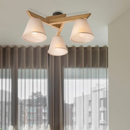 Brilagi - Surface-mounted chandelier ANTHONY 3xE14/40W/230V oak/beige