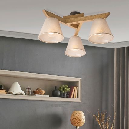 Brilagi - Surface-mounted chandelier ANTHONY 3xE14/40W/230V oak/beige