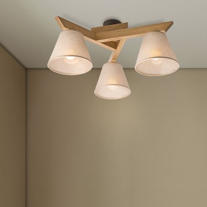 Brilagi - Surface-mounted chandelier ANTHONY 3xE14/40W/230V oak/beige