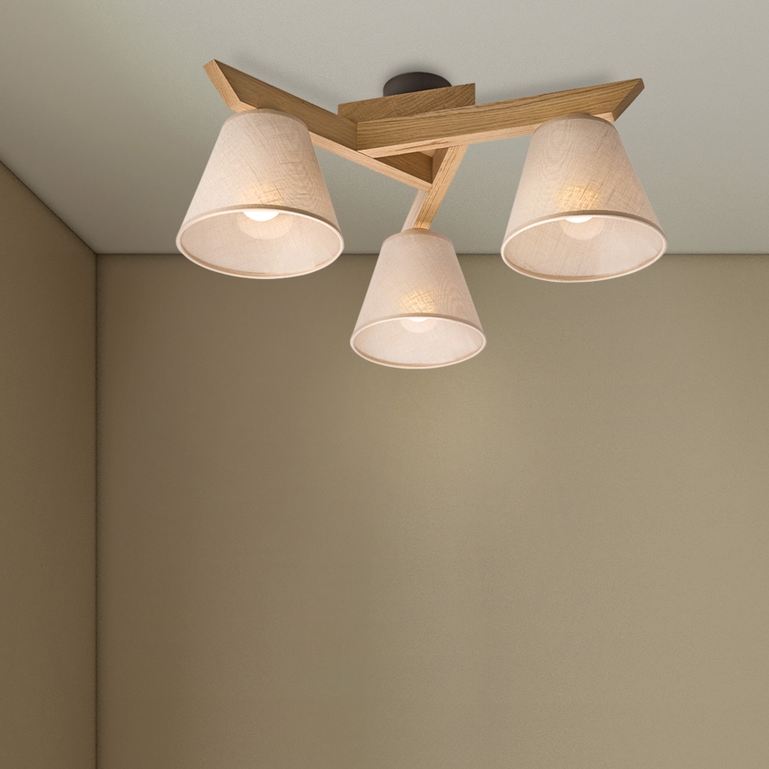 Brilagi - Surface-mounted chandelier ANTHONY 3xE14/40W/230V oak/beige
