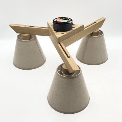 Brilagi - Surface-mounted chandelier ANTHONY 3xE14/40W/230V oak/beige