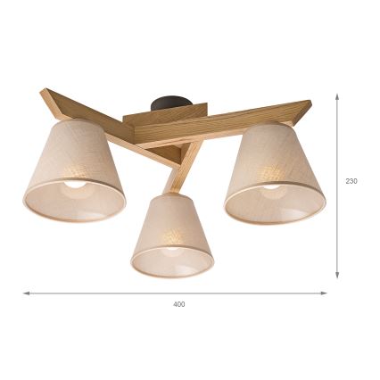 Brilagi - Surface-mounted chandelier ANTHONY 3xE14/40W/230V oak/beige