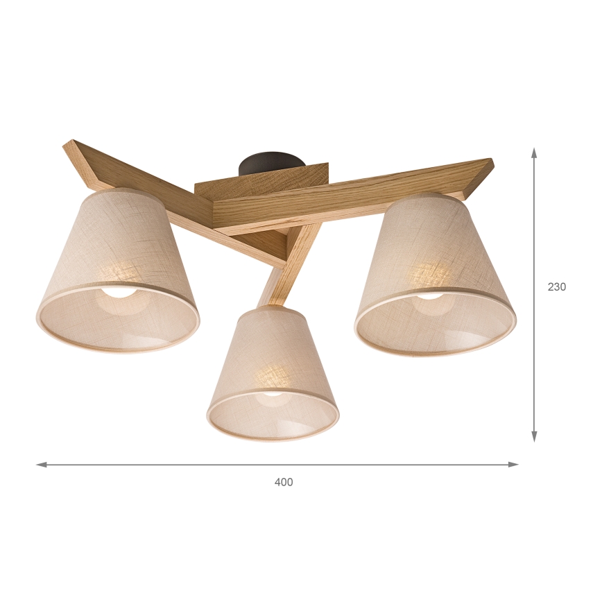 Brilagi - Surface-mounted chandelier ANTHONY 3xE14/40W/230V oak/beige