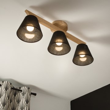 Brilagi - Surface-mounted chandelier ANTHONY 3xE14/40W/230V oak/black