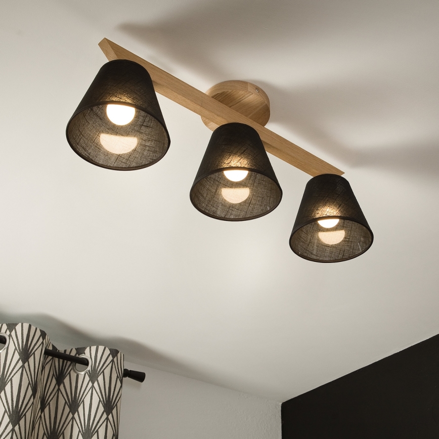 Brilagi - Surface-mounted chandelier ANTHONY 3xE14/40W/230V oak/black