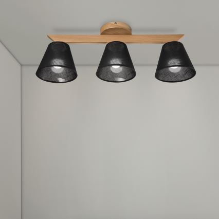 Brilagi - Surface-mounted chandelier ANTHONY 3xE14/40W/230V oak/black