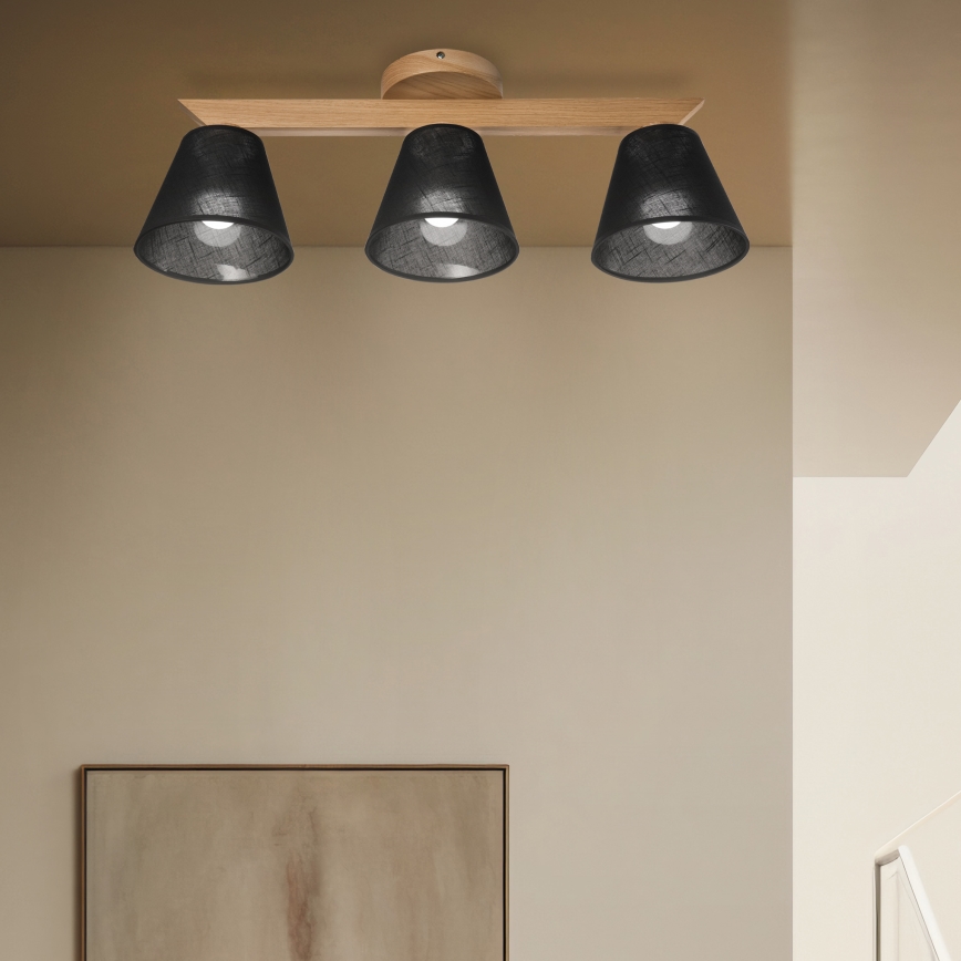 Brilagi - Surface-mounted chandelier ANTHONY 3xE14/40W/230V oak/black