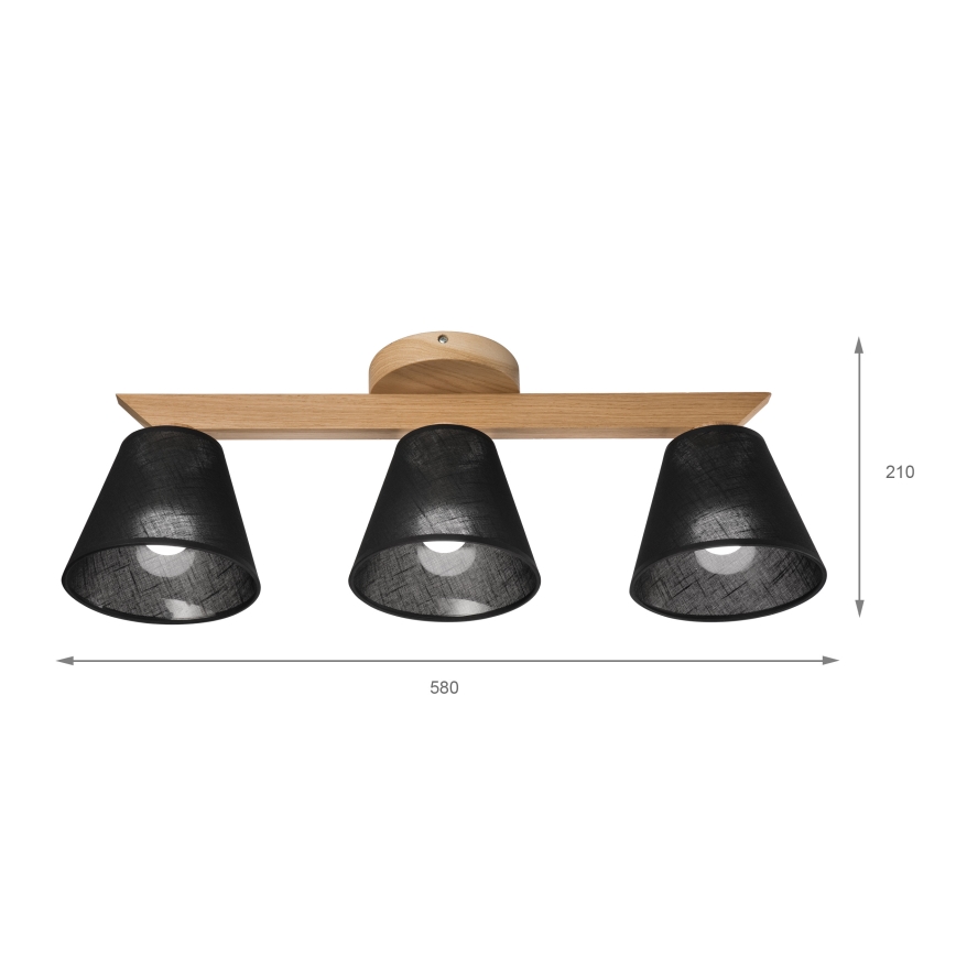 Brilagi - Surface-mounted chandelier ANTHONY 3xE14/40W/230V oak/black