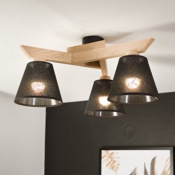 Brilagi - Surface-mounted chandelier ANTHONY 3xE14/40W/230V oak/black