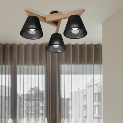 Brilagi - Surface-mounted chandelier ANTHONY 3xE14/40W/230V oak/black