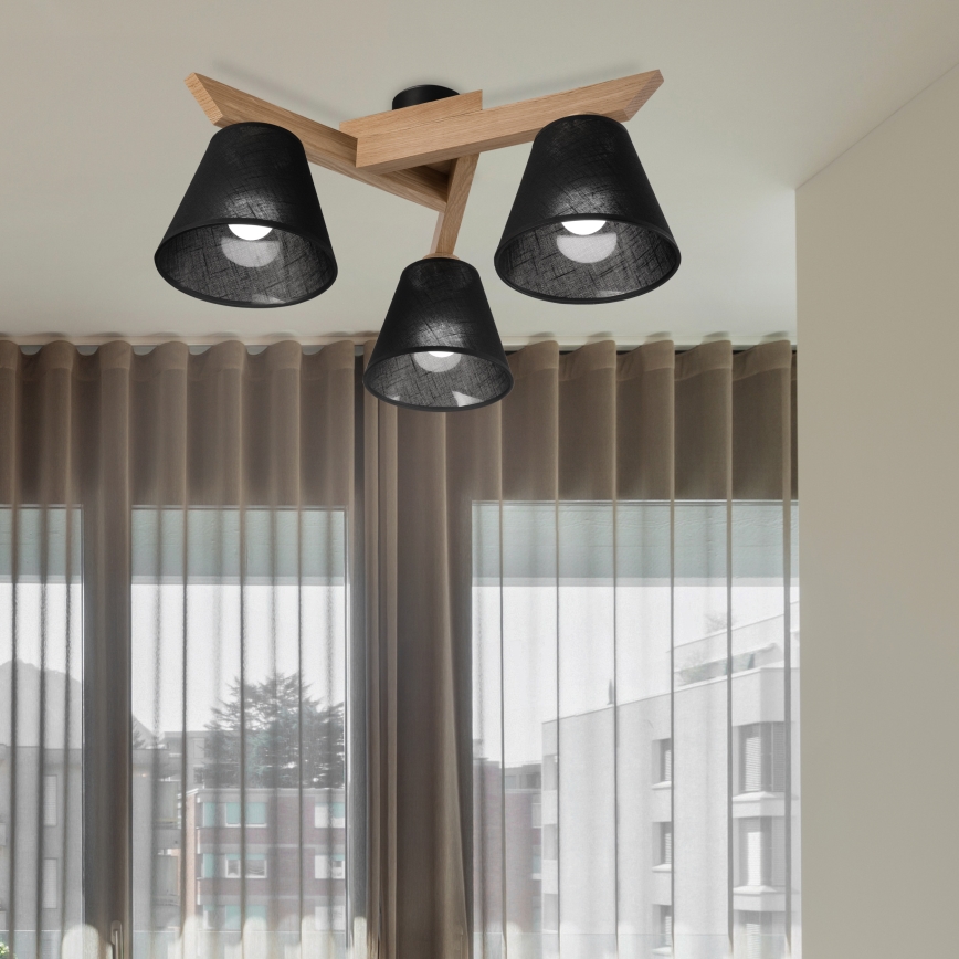 Brilagi - Surface-mounted chandelier ANTHONY 3xE14/40W/230V oak/black