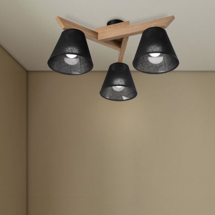 Brilagi - Surface-mounted chandelier ANTHONY 3xE14/40W/230V oak/black
