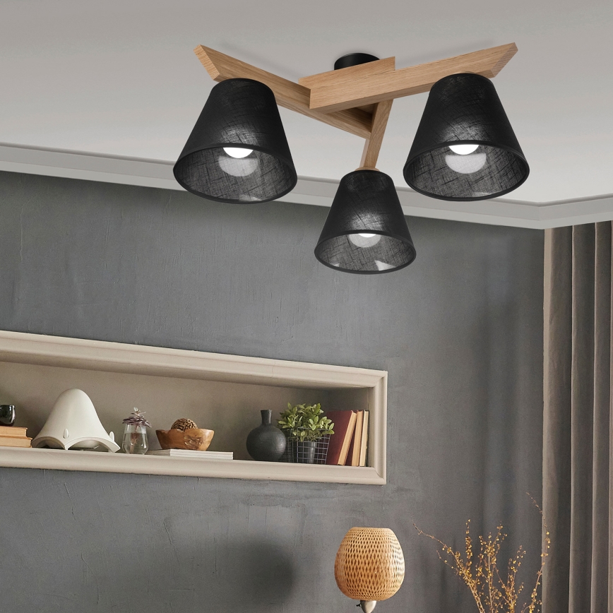 Brilagi - Surface-mounted chandelier ANTHONY 3xE14/40W/230V oak/black