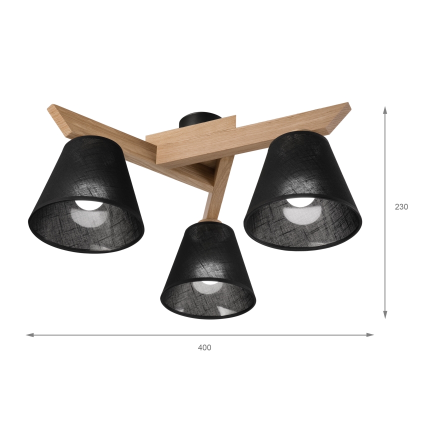 Brilagi - Surface-mounted chandelier ANTHONY 3xE14/40W/230V oak/black