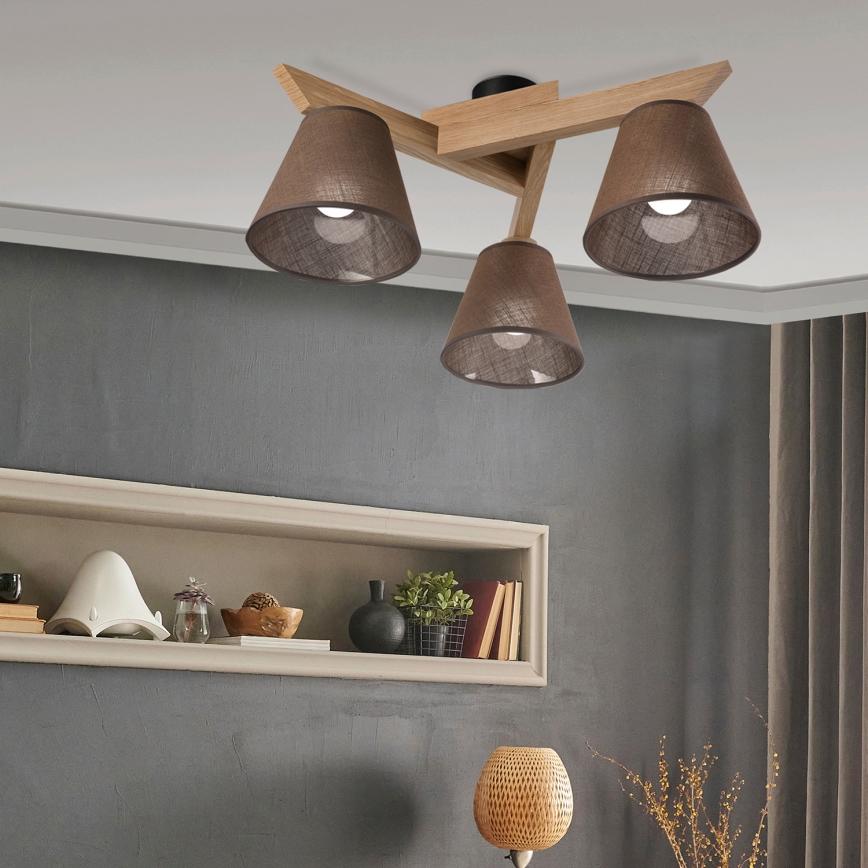 Brilagi - Surface-mounted chandelier ANTHONY 3xE14/40W/230V oak/brown