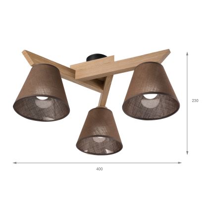 Brilagi - Surface-mounted chandelier ANTHONY 3xE14/40W/230V oak/brown