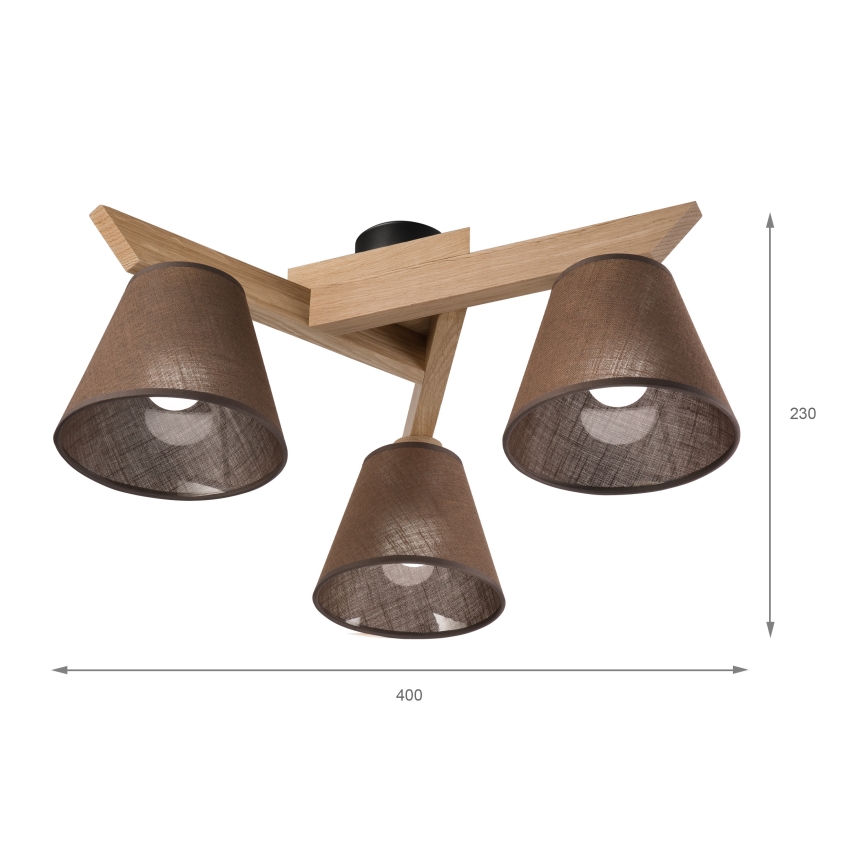 Brilagi - Surface-mounted chandelier ANTHONY 3xE14/40W/230V oak/brown