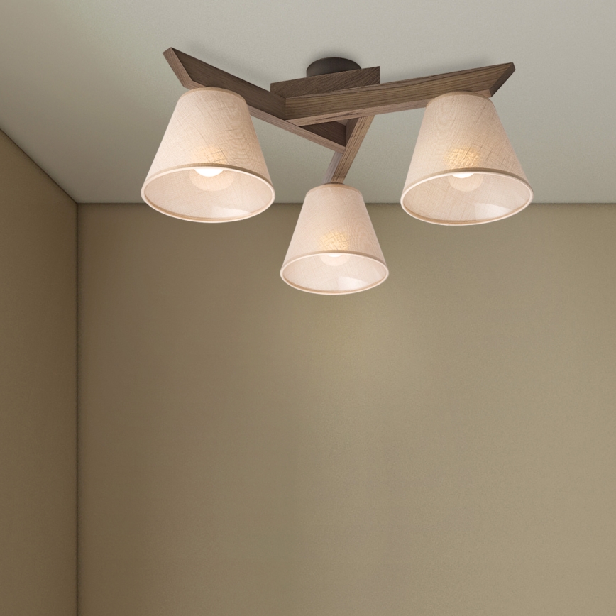 Brilagi - Surface-mounted chandelier ANTHONY 3xE14/40W/230V oak walnut/beige