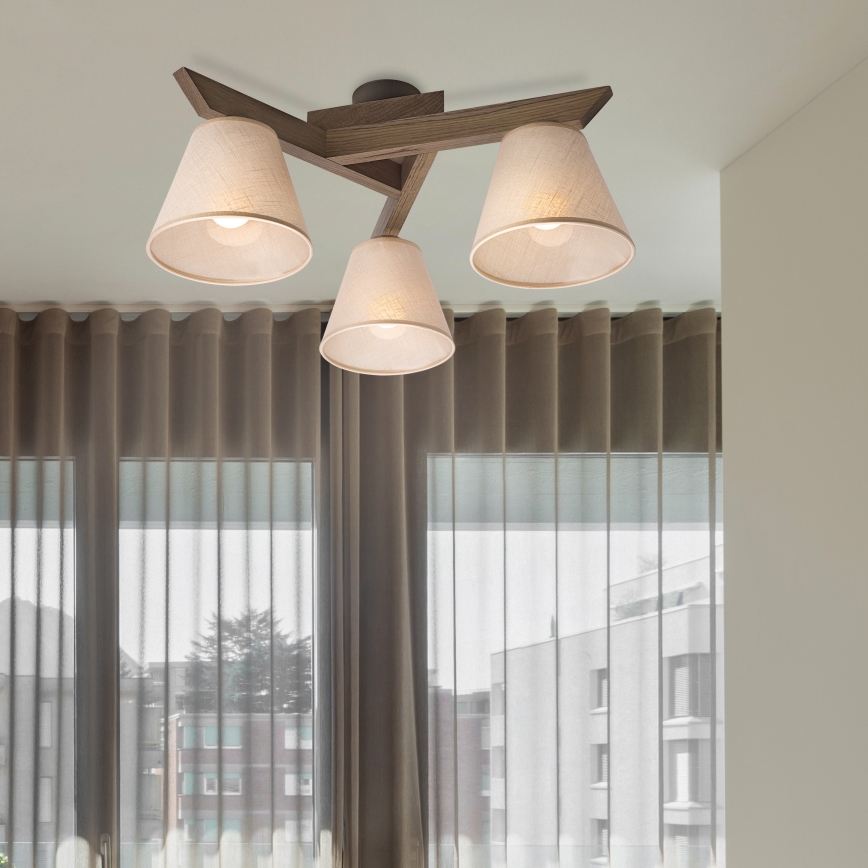 Brilagi - Surface-mounted chandelier ANTHONY 3xE14/40W/230V oak walnut/beige
