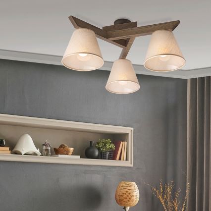 Brilagi - Surface-mounted chandelier ANTHONY 3xE14/40W/230V oak walnut/beige