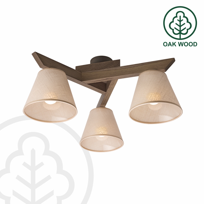 Brilagi - Surface-mounted chandelier ANTHONY 3xE14/40W/230V oak walnut/beige