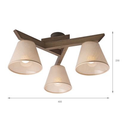 Brilagi - Surface-mounted chandelier ANTHONY 3xE14/40W/230V oak walnut/beige