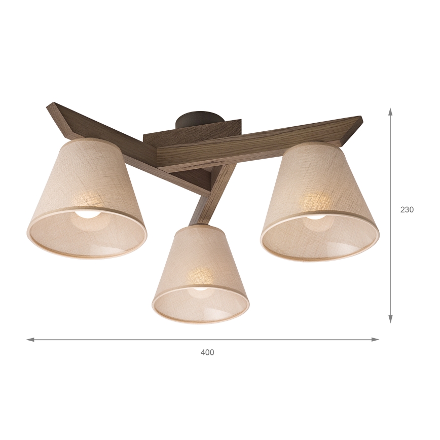 Brilagi - Surface-mounted chandelier ANTHONY 3xE14/40W/230V oak walnut/beige