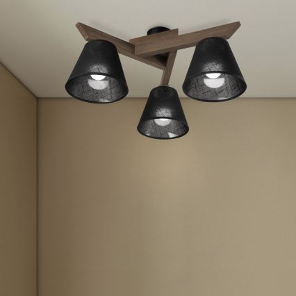 Brilagi - Surface-mounted chandelier ANTHONY 3xE14/40W/230V oak walnut/black