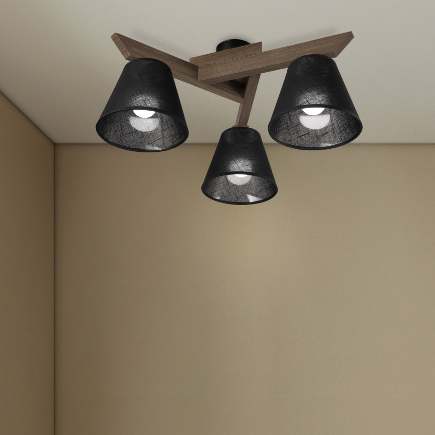 Brilagi - Surface-mounted chandelier ANTHONY 3xE14/40W/230V oak walnut/black