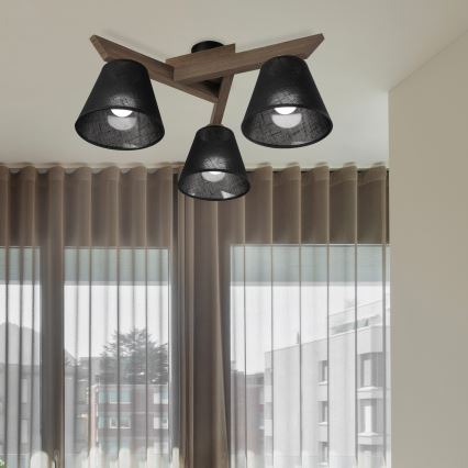 Brilagi - Surface-mounted chandelier ANTHONY 3xE14/40W/230V oak walnut/black