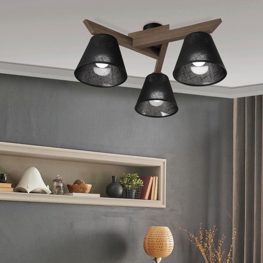 Brilagi - Surface-mounted chandelier ANTHONY 3xE14/40W/230V oak walnut/black