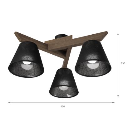 Brilagi - Surface-mounted chandelier ANTHONY 3xE14/40W/230V oak walnut/black