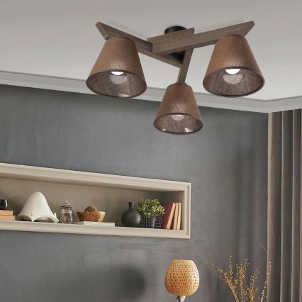 Brilagi - Surface-mounted chandelier ANTHONY 3xE14/40W/230V oak walnut/brown