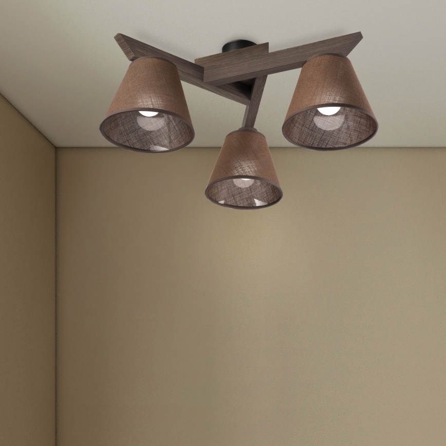 Brilagi - Surface-mounted chandelier ANTHONY 3xE14/40W/230V oak walnut/brown