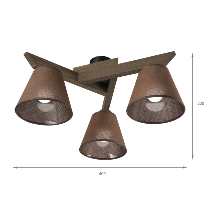 Brilagi - Surface-mounted chandelier ANTHONY 3xE14/40W/230V oak walnut/brown