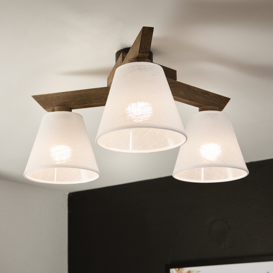 Brilagi - Surface-mounted chandelier ANTHONY 3xE14/40W/230V oak walnut/white