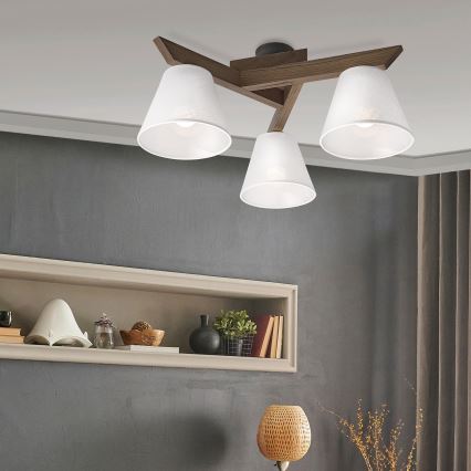 Brilagi - Surface-mounted chandelier ANTHONY 3xE14/40W/230V oak walnut/white