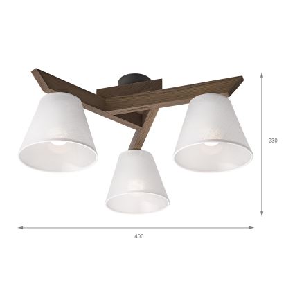 Brilagi - Surface-mounted chandelier ANTHONY 3xE14/40W/230V oak walnut/white