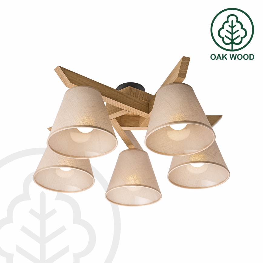 Brilagi - Surface-mounted chandelier ANTHONY 5xE14/40W/230V oak/beige