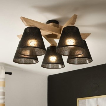 Brilagi - Surface-mounted chandelier ANTHONY 5xE14/40W/230V oak/black